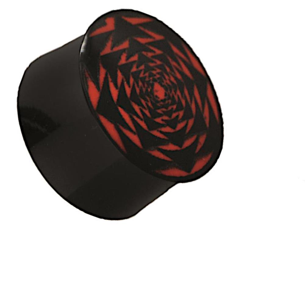 Plug Horn rote Gravur schwarz Viereck Kreis Sternmuster