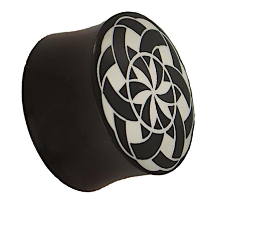 Plug Horn weiße Gravur schwarz Sternmuster Bänder Blende