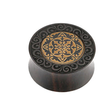 Load image into Gallery viewer, Holz Plug Ornament Muster beige dunkel double flared
