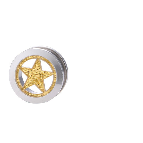 Schraubplug Tunnel Edelstahl Inlay Stern Gold Glitzer