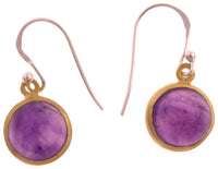 Load image into Gallery viewer, Silberohrringe vergoldet rund Stein Amethyst lila Ohrringe 925 Sterling Silber
