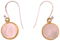 Load image into Gallery viewer, Silberohrringe vergoldet rund Stein Mondstein weiß Ohrringe 925 Sterling Silber
