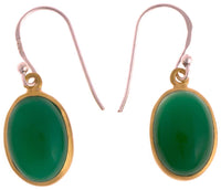 Load image into Gallery viewer, Silberohrringe vergoldet oval Stein Onyx grün Ohrringe 925 Sterling Silber
