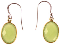 Load image into Gallery viewer, Silberohrringe vergoldet oval Stein Calcit hellgrün facettiert 925 Sterling Silber Ohrringe
