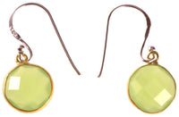 Load image into Gallery viewer, Silberohrringe vergoldet rund Stein Calcit hellgrün facettiert 925 Sterling Silber Ohrringe
