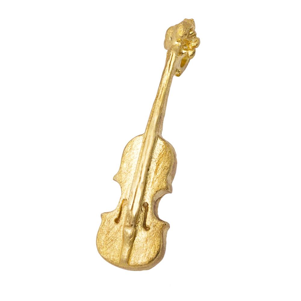 Anhänger mit Öse vergoldet Geige 925 Silber matt 32 mm Goldschmiedearbeit