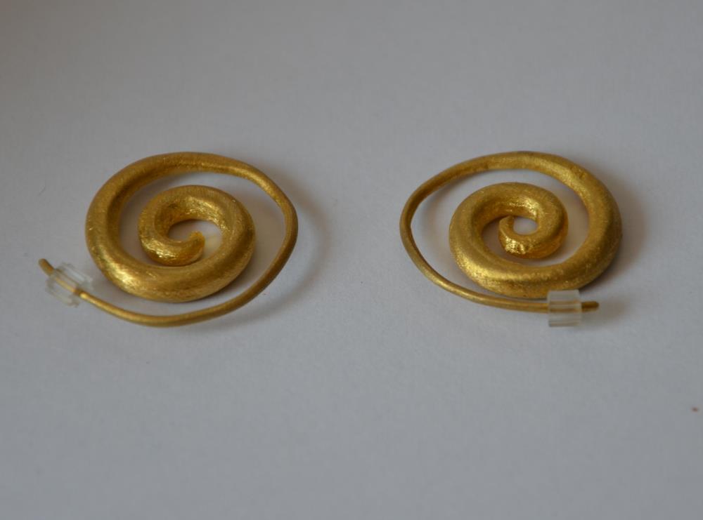 Ohrringe vergoldet 925 Silber gebürstet Spiralen