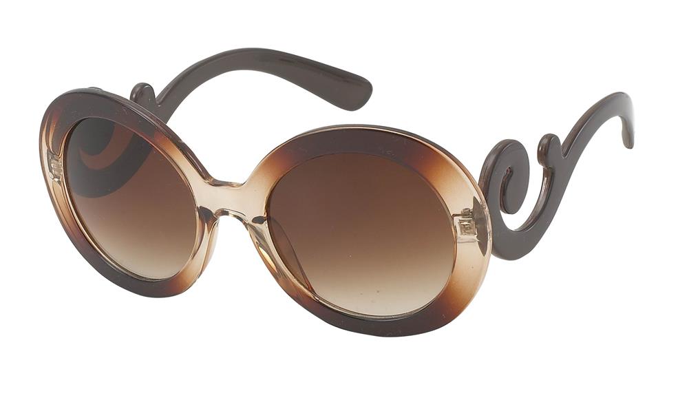 Sonnenbrille Damen rund Glamour getönt 400UV hellbraun dunkel braun Spirale Hippie Designer Brille