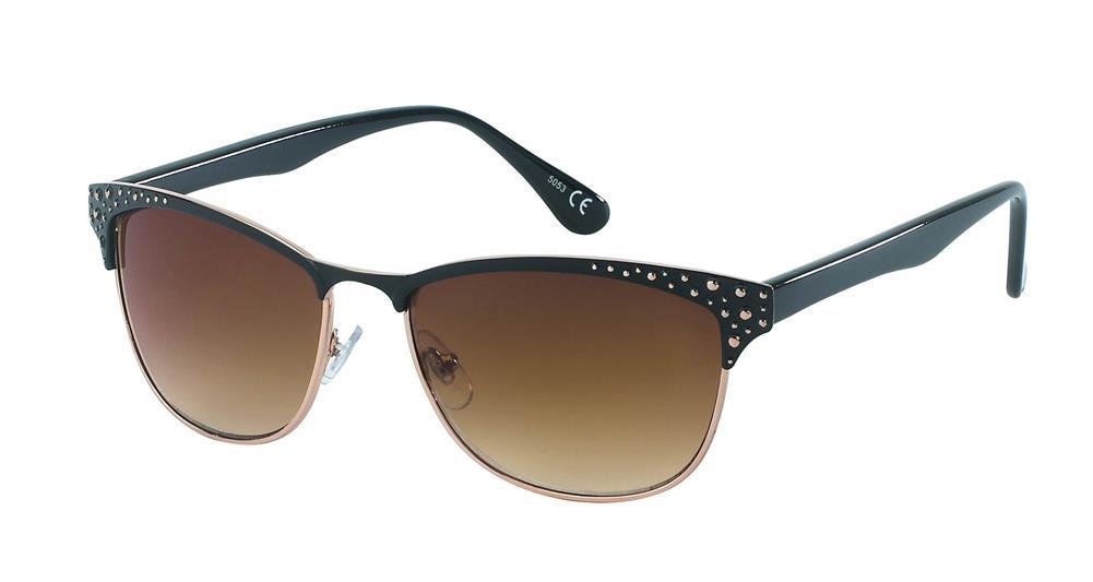 Sonnenbrille Damen Vintage getönt 400UV Cat Eye Style Metall schmal Punkte
