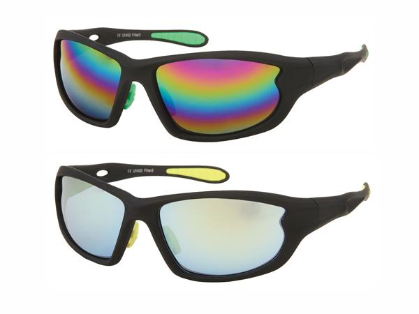 Sonnenbrillen Radbrille Sportbrillen bunt verspiegelt 400 UV breit Bögen Gummi