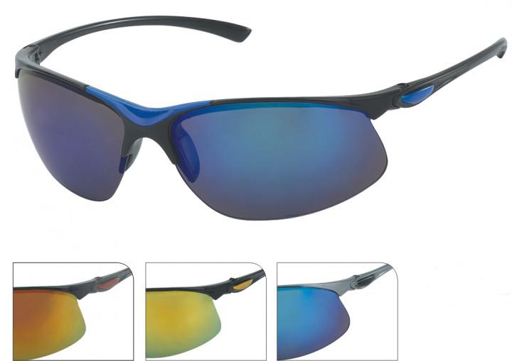 verspiegelte sonnenbrille sport Sonnenbrille Sport verspiegelt 400 UV metallic farbig Verzierung unten  frameless