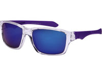 Load image into Gallery viewer, Sonnenbrille Nerd Sport Brille verspiegelt 400 UV transparent Bügel bunt gerade
