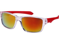 Load image into Gallery viewer, Sonnenbrille Nerd Sport Brille verspiegelt 400 UV transparent Bügel bunt gerade
