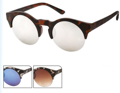 Sonnenbrille CatEye 400UV Round Glasses Schlüssellochsteg getigert frameless unten