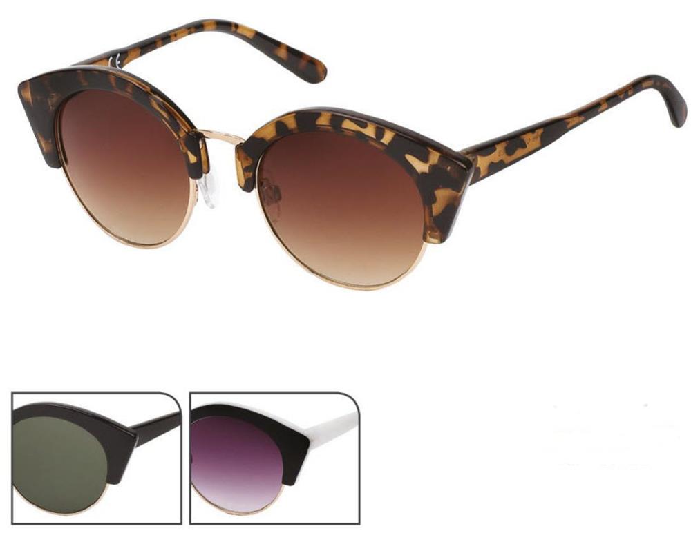 Sonnenbrille Cat Eye 400 UV getönt Metall Steg Round Glasses Lennon Style