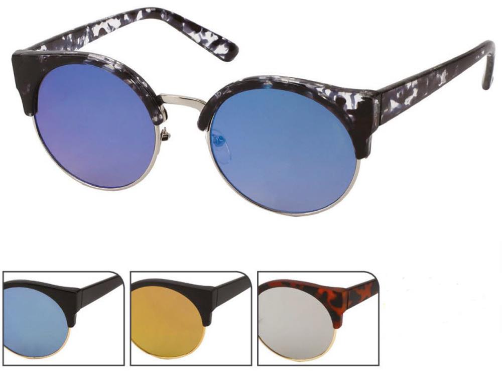Sonnenbrille Cat Eye 400 UV verspiegelt Metall ovale Gläser Lennon Style