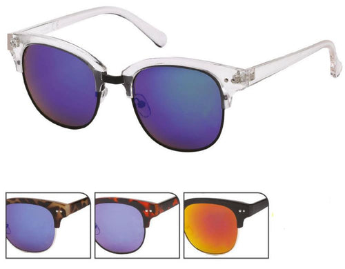 Sonnenbrille Panto Metallrahmen 400 UV verspiegelt Cat Eye Steg eckig Pünktchen