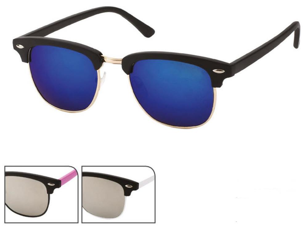 Sonnenbrille Cat Eye Metall 400 UV Gläser trapezförmig weiß rosa blau Steg hoch