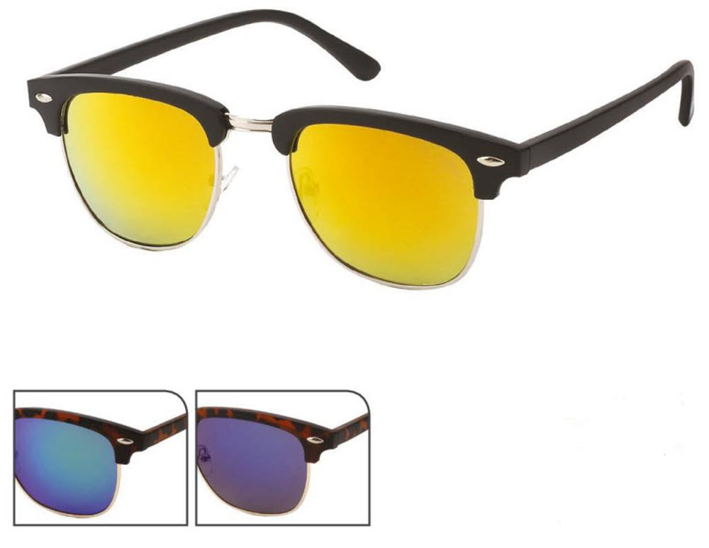 Sonnenbrille Cat Eye Metall 400 UV Gläser trapezförmig grün blau gelb Steg hoch