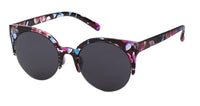 Load image into Gallery viewer, Sonnenbrille Cat Eye 400 UV Round Glasses unten frameless Blumen blau pink
