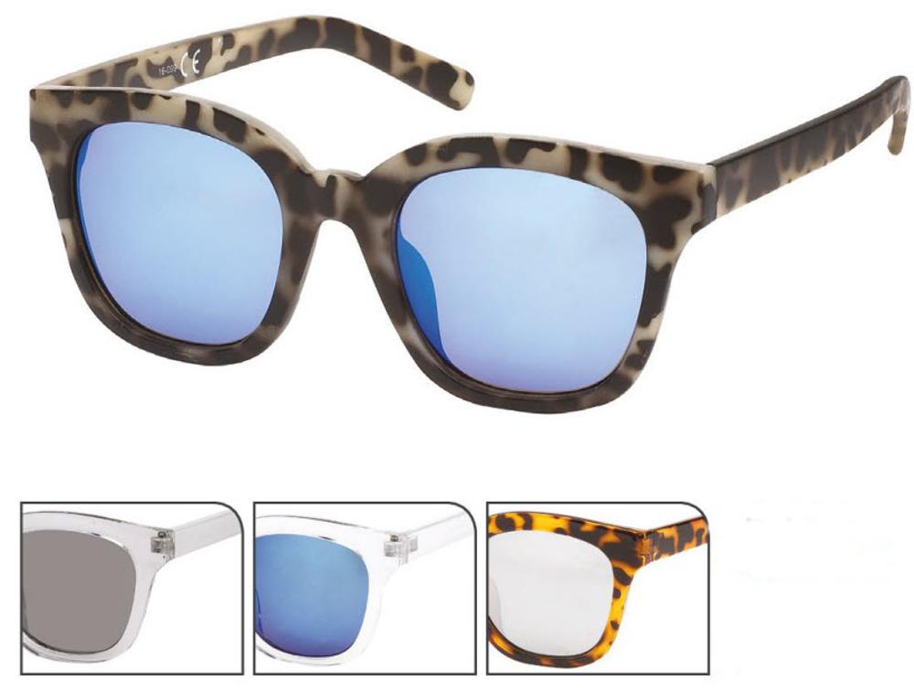 Sonnenbrille Cat Eye 400 UV klar getigert blau silbern verspiegelt