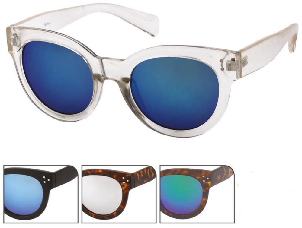 Sonnenbrille dicke Cat Eye Brille 400 UV verspiegelt Punktedreieck Metall