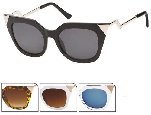 Sonnenbrille Cateye Metallspitzen 400 UV Metallbügel versetzt Pünktchen