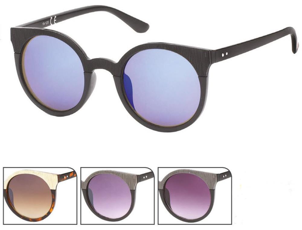 Sonnenbrille Cateye Round Glasses 400 UV geriffelte Metallrahmenoberseite