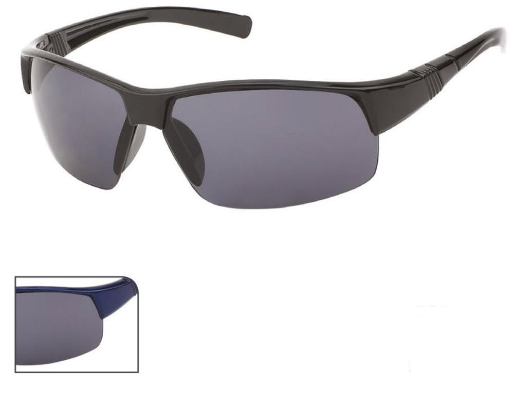 Sonnenbrille Sportbrille getönt 400 UV unten frameless gerade Bügel blau schwarz