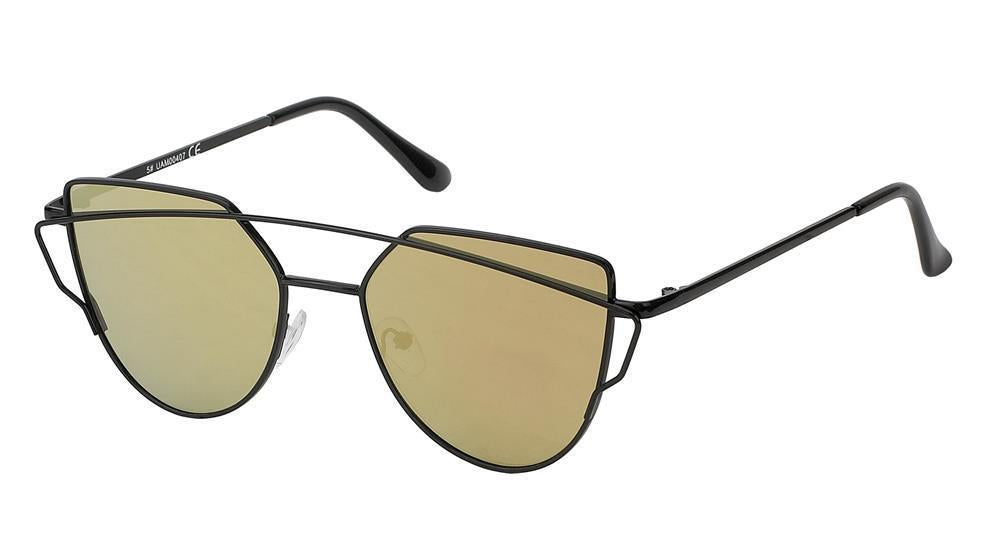 Sonnenbrille Cateye Bügel 400 UV Metall verspiegelt Flachgläser