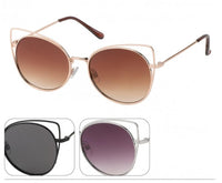 Load image into Gallery viewer, Sonnenbrille Cateye Metallgestell 400 UV getönt Flachgläser
