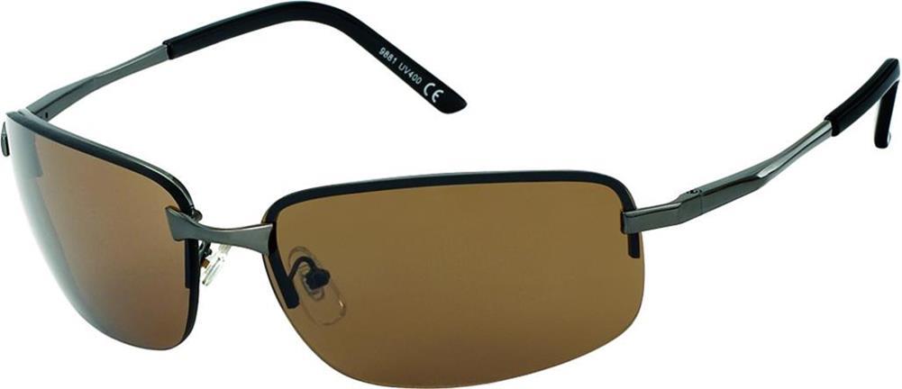 Sonnenbrille Herren getönt 400 UV frameless breit Metall Sport Bügel platt