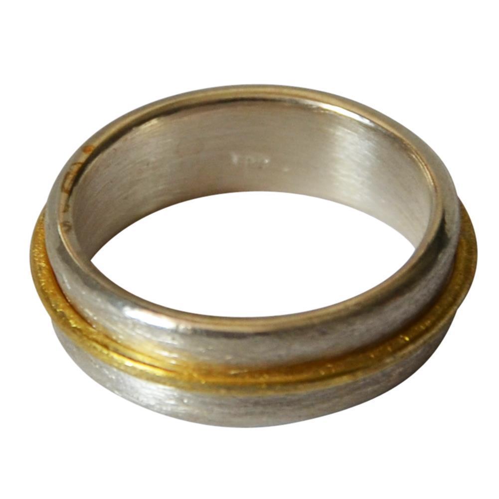 Silberring 925 Sterlingsilber vergoldet gebürstet Ring 7mm