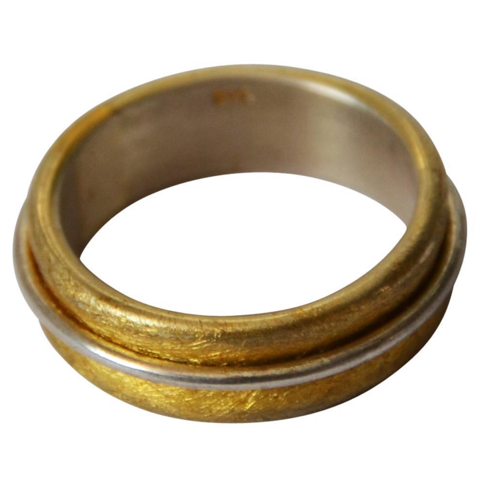 Silberring vergoldet 925 Sterlingsilber gebürstet Ring 7mm