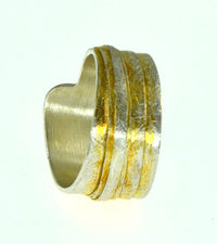 Load image into Gallery viewer, Ring Silber 925 vergoldet gebürstet Bänder Bandring
