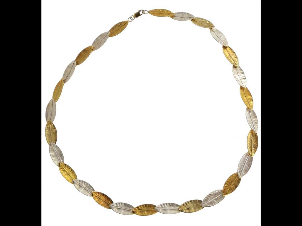 Halskette Silber 925 vergoldet Blätter gold 25cm