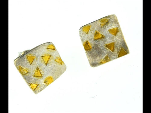 Ohrstecker Silber 925 vergoldet schwarz Raute Dreiecke