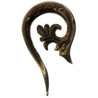 Load image into Gallery viewer, Tribal Holz Pircing Expander, spezielle Thai Spirale, 12mm, Ohrring aus Kokosholz,  dunkelbraun mit natürlichem Muster, Plug, Tunnel, Ohrhänger, Ohrstecker
