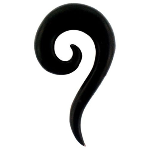 Tribal Buffalo Horn Piercing Expander, schwarze Thaispirale mit langgezogener Spitze, 10mm, Plug, Tunnel, Ohrhänger, Ohrstecker