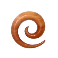 Load image into Gallery viewer, A smooth, polished Rosenholz Dehnschnecke Spirale Ohr Piercing in rotbraun with a tapered, swirl design, shown on a plain white background—an elegant choice for organic ear stretching.
