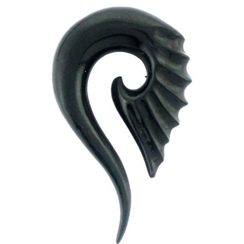 Tribal Buffalo Horn Piercing Expander, schwarze Thai-Spirale, 10mm,  Plug, Tunnel, Ohrring, Ohrhänger, Ohrstecker