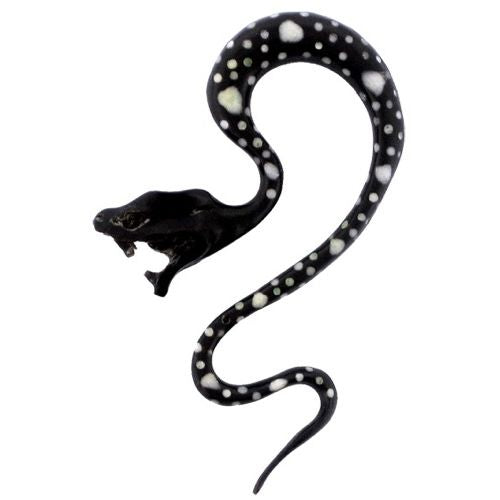 Tribal Buffalo Horn Piercing Expander, schwarze Viper-Schlange mit weißen Punkten, 4mm, Plug, Tunnel, Ohrring, Ohrhänger, Ohrstecker