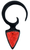 Tribal Buffalo Horn Piercing, schwarze Spirale mit rotem Koralleninlay, handgeschnitzt aus Büffelhorn, 2mm, Plug, Tunnel, Expander, Ohrhänger, Ohrstecker