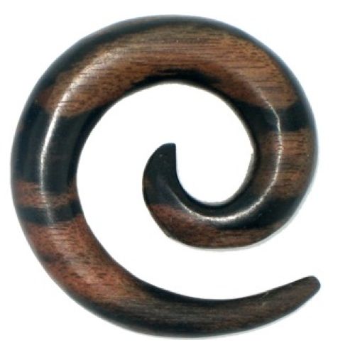 Tribal Holz Piercing Expander Spirale braun dunkelbraun Muster Sonoholz Plug Tunnel Ohrhänger Ohrstecker