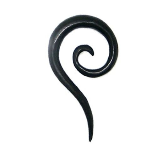 Tribal Holz Pircing Expander, Spirale mit langgezogene Spize, 6mm, Ohrring aus Eisen Holz, schwarz, Plug, Tunnel, Ohrhänger, Ohrstecker