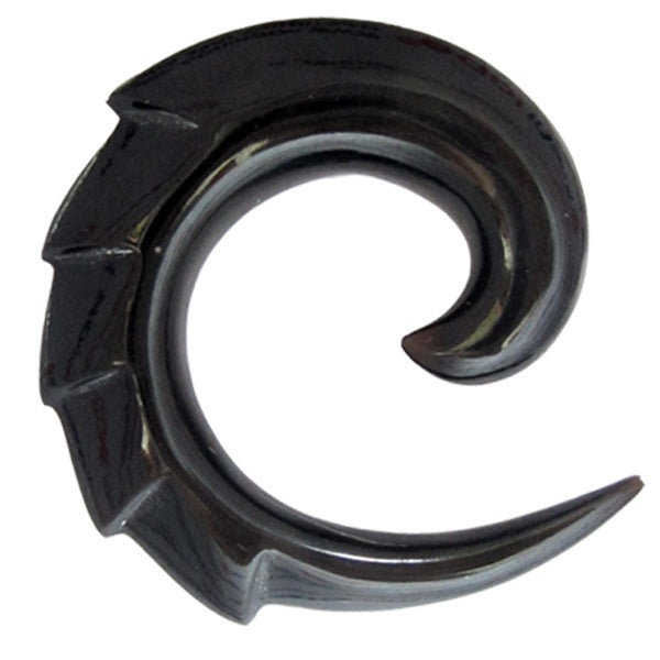Tribal Buffalo Horn Piercing Expander schwarz Schuppen Spirale 6 mm Plug Ohrhänger Ohrstecker