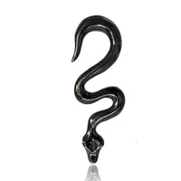 Load image into Gallery viewer, Tribal Buffalo Horn Piercing Expander schwarz Snake Schlange Plug Ohrhänger Ohrstecker
