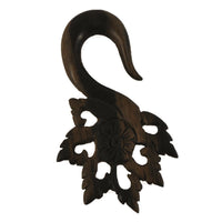 Cargar imagen en el visor de la galería, Piercing Holz sono wood Blüte gebogen gemasert Ohrstecker Expander handgeschnitzt
