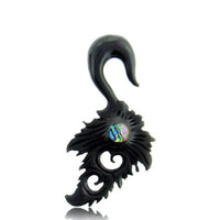 Cargar imagen en el visor de la galería, Hook Buffalo Horn Piercing Expander Paua Abalone Muschel Inlay filigran Handarbeit
