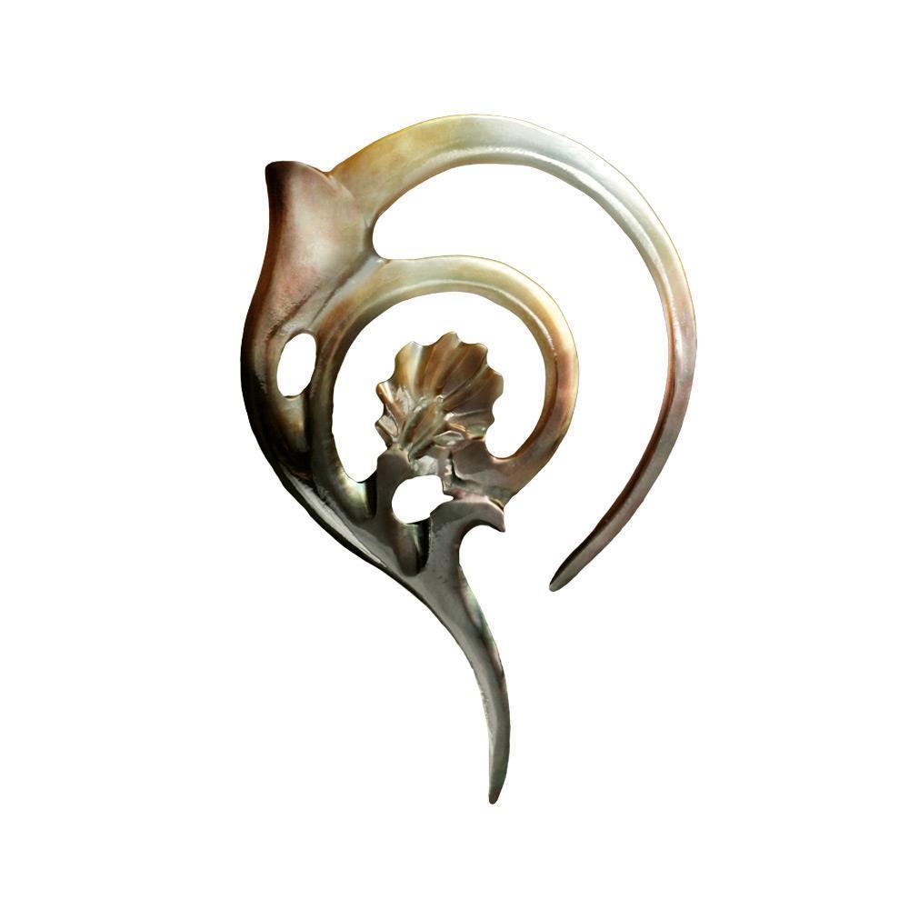 Perlmutt Piercing 3mm Spirale Blume Spitze Expander Muschel filigran geschnitzt